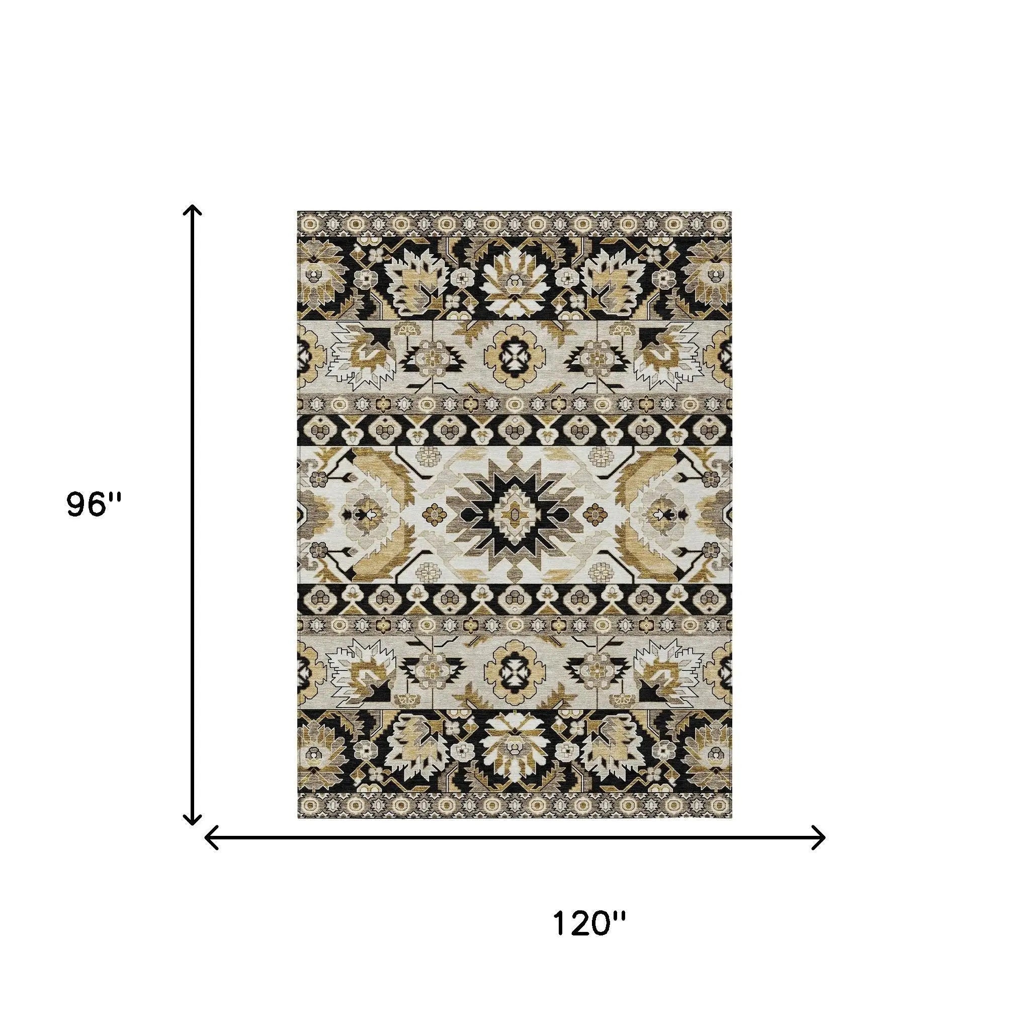 8' X 10' Black And Beige Cactus Washable Indoor Outdoor Area Rug Homeroots Outdoor