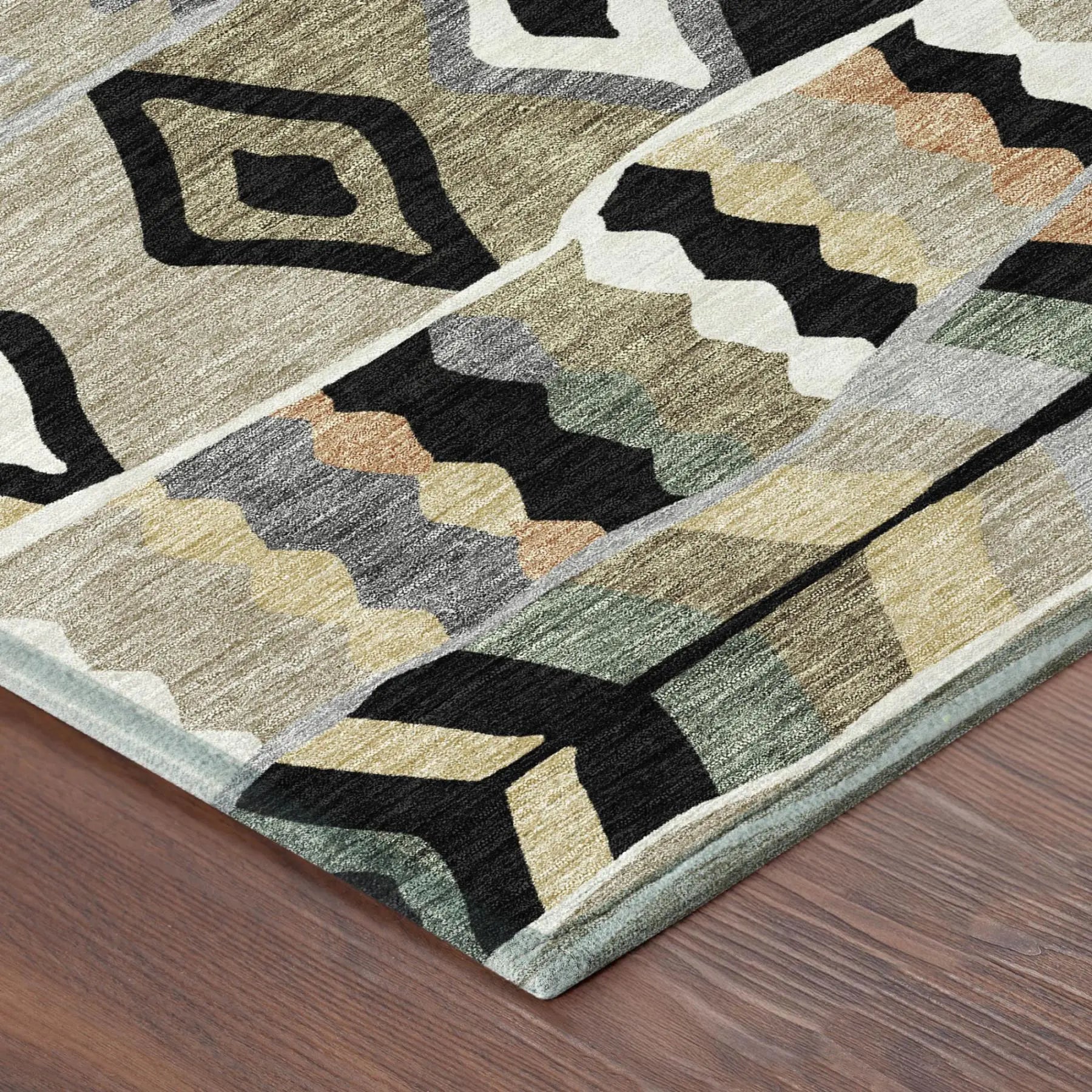 8' X 10' Black And Beige Geometric Washable Indoor Outdoor Area Rug Homeroots Outdoor