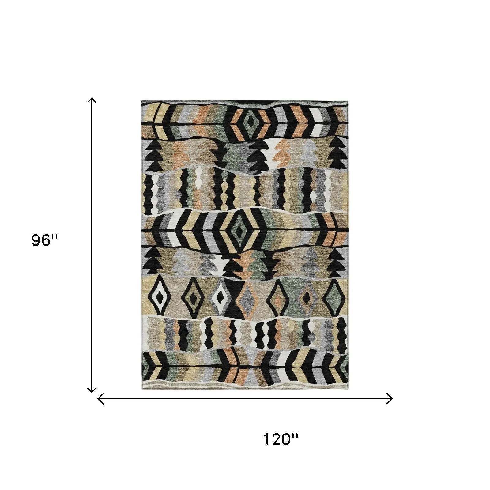 8' X 10' Black And Beige Geometric Washable Indoor Outdoor Area Rug Homeroots Outdoor
