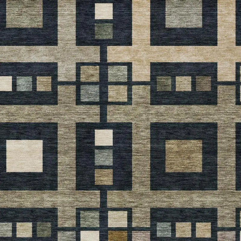 8' X 10' Black And Beige Geometric Washable Indoor Outdoor Area Rug Homeroots Outdoor