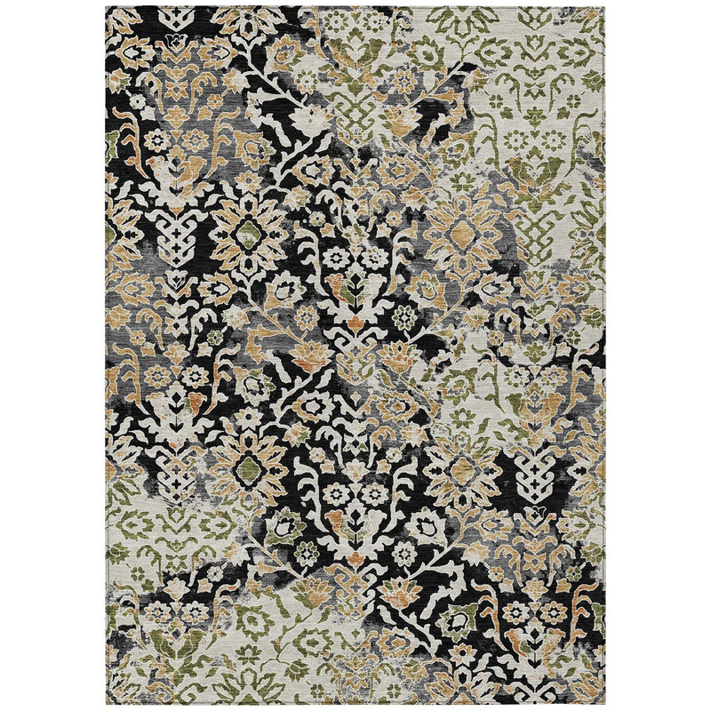 8' X 10' Black And Beige Geometric Washable Indoor Outdoor Area Rug Homeroots Outdoor