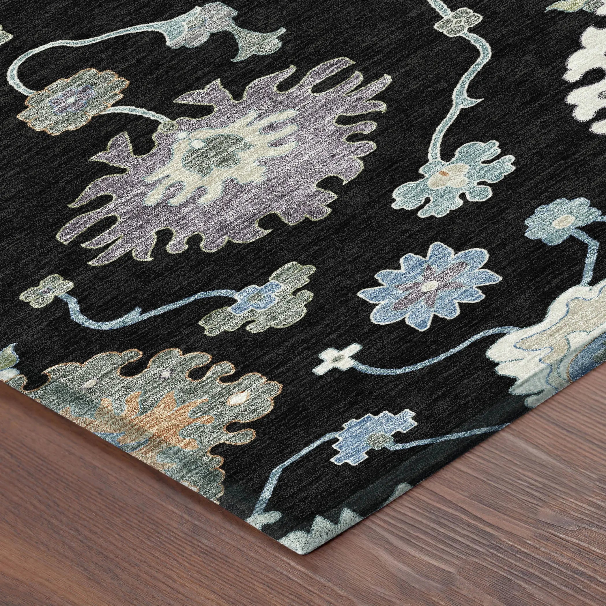 8' X 10' Black And Beige Oriental Washable Indoor Outdoor Area Rug Homeroots Outdoor