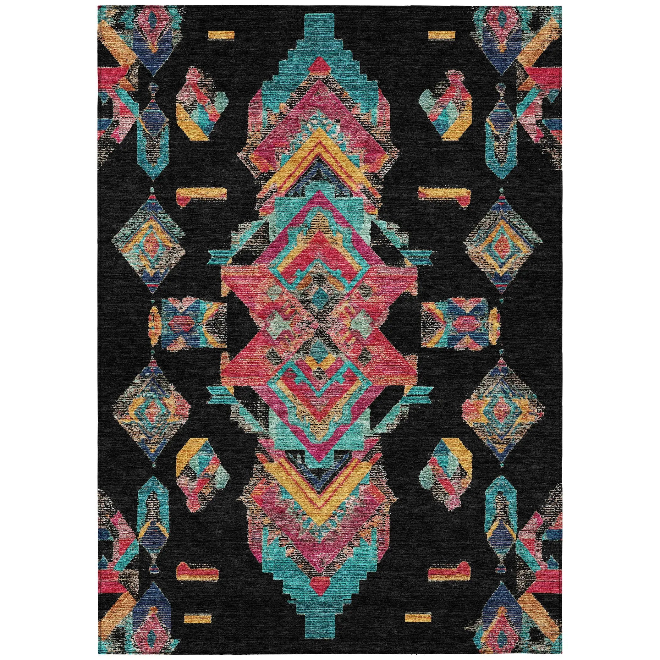8' X 10' Black And Beige Tribal Washable Indoor Outdoor Area Rug Homeroots Outdoor