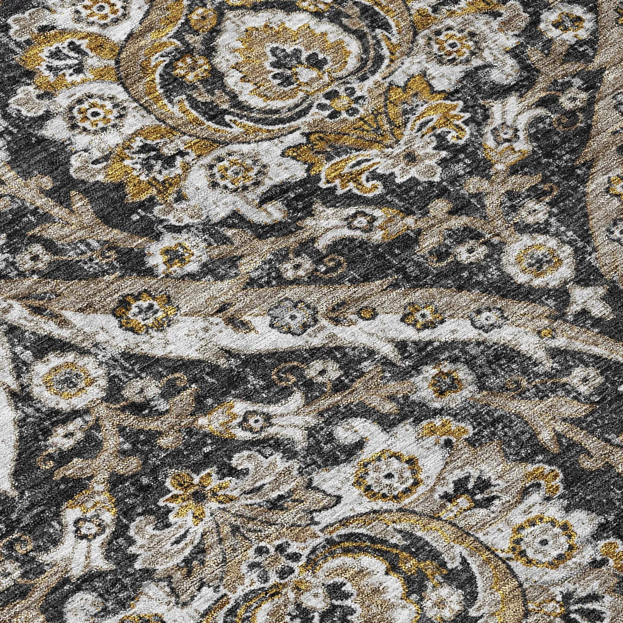 8' X 10' Black And Blue Floral Washable Indoor Outdoor Area Rug Homeroots Outdoor