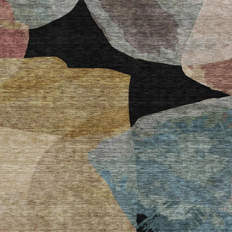8' X 10' Black And Brown Abstract Washable Indoor Outdoor Area Rug Homeroots Outdoor