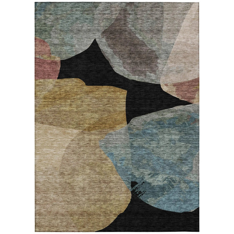 8' X 10' Black And Brown Abstract Washable Indoor Outdoor Area Rug Homeroots Outdoor
