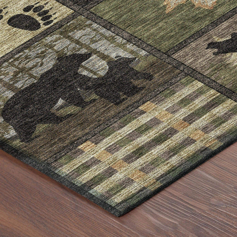 8' X 10' Black And Brown Bear Washable Indoor Outdoor Area Rug Homeroots Outdoor