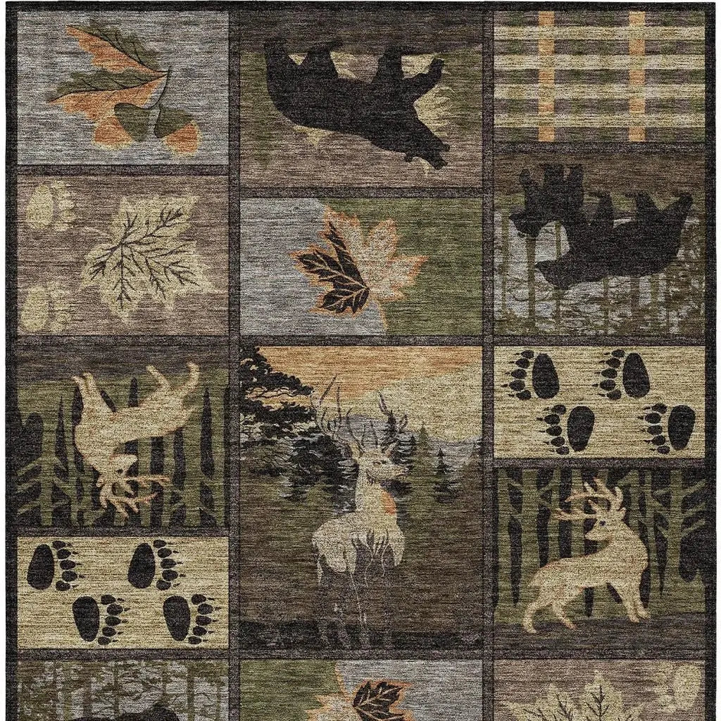 8' X 10' Black And Brown Bear Washable Indoor Outdoor Area Rug Homeroots Outdoor