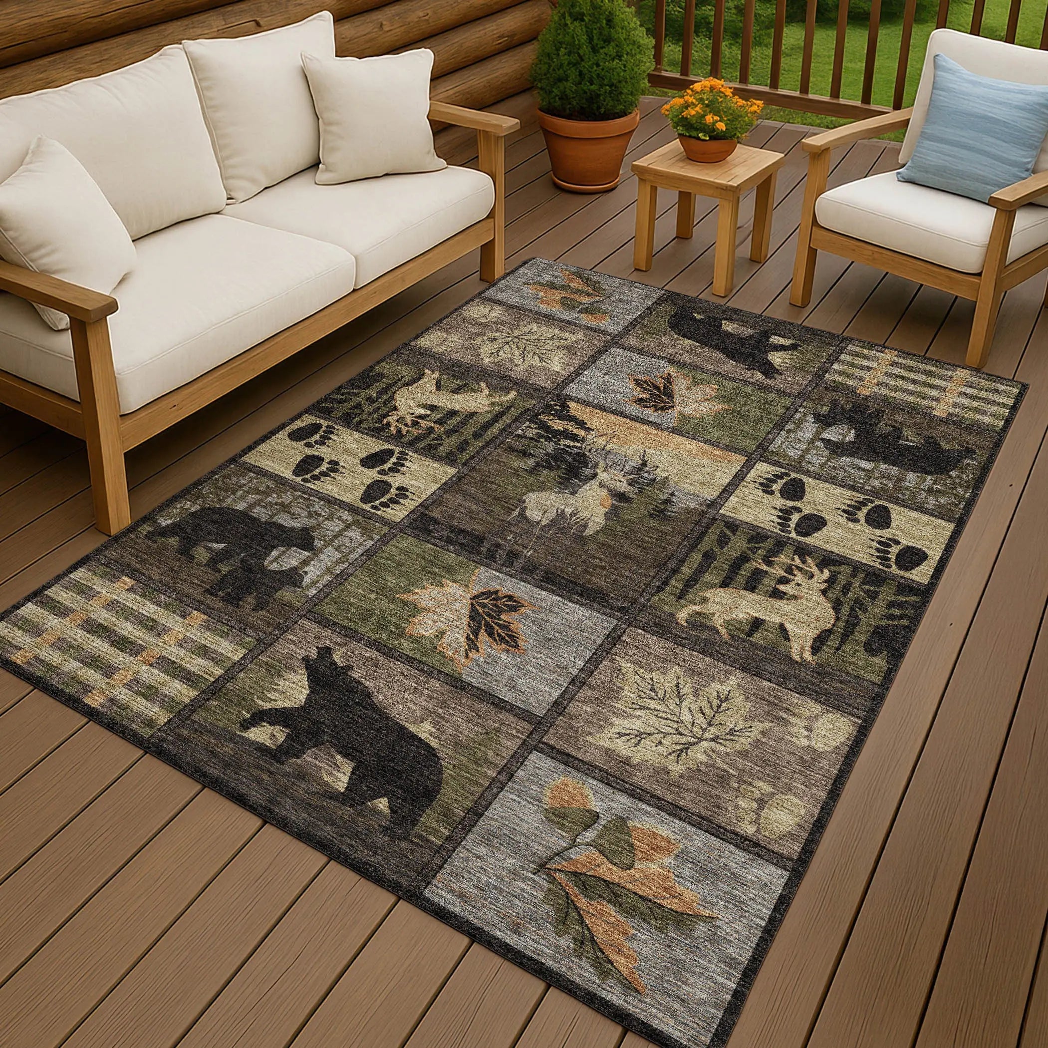 8' X 10' Black And Brown Bear Washable Indoor Outdoor Area Rug Homeroots Outdoor