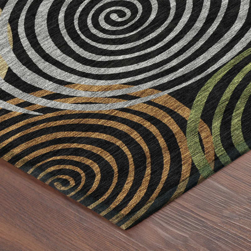 8' X 10' Black And Brown Geometric Washable Indoor Outdoor Area Rug Homeroots Outdoor