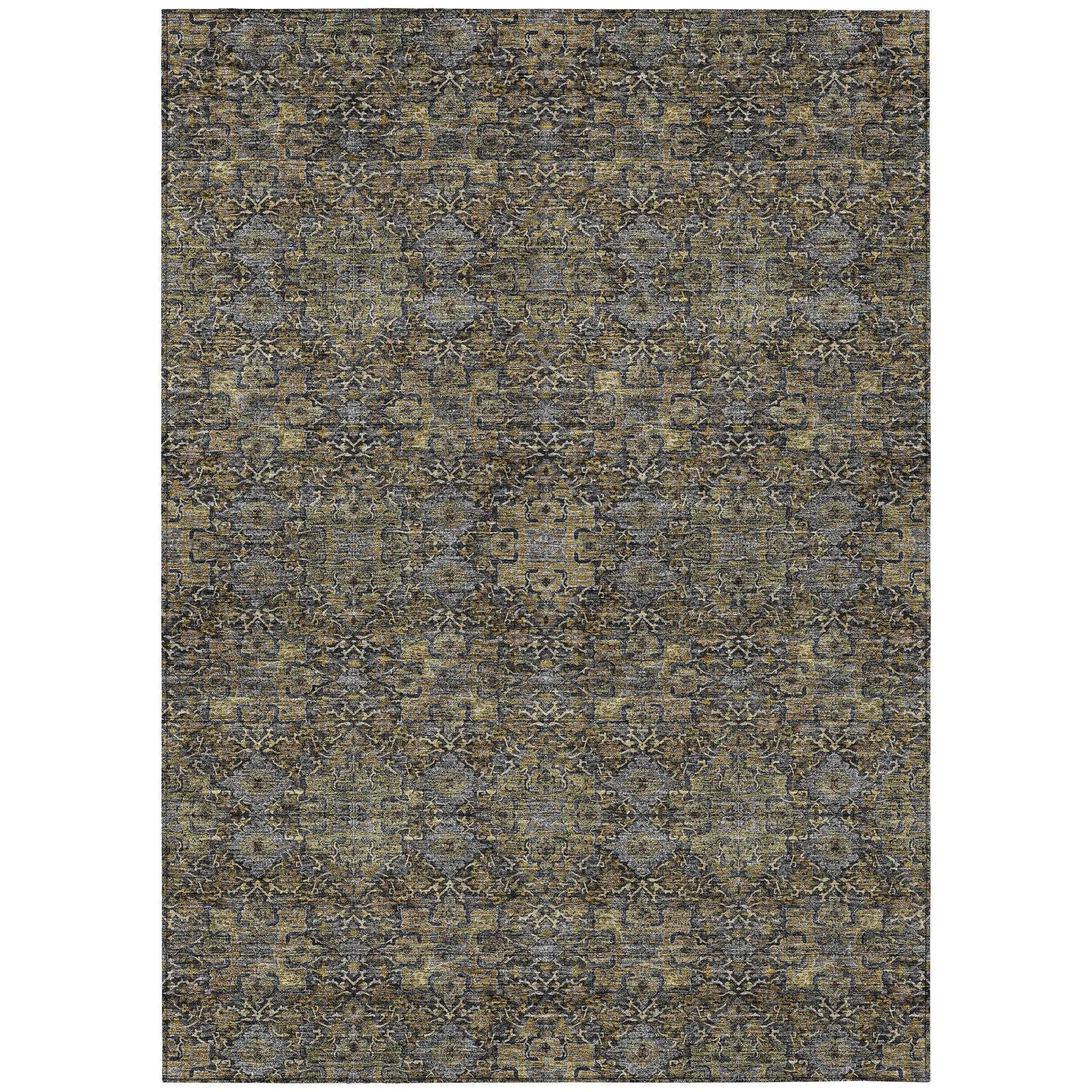 8' X 10' Black And Brown Oriental Washable Indoor Outdoor Area Rug Homeroots Outdoor