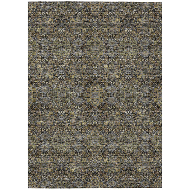 8' X 10' Black And Brown Oriental Washable Indoor Outdoor Area Rug Homeroots Outdoor