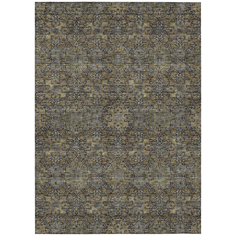 8' X 10' Black And Brown Oriental Washable Indoor Outdoor Area Rug Homeroots Outdoor