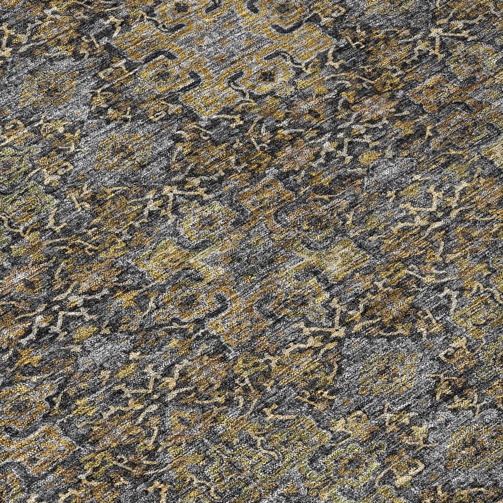8' X 10' Black And Brown Oriental Washable Indoor Outdoor Area Rug Homeroots Outdoor