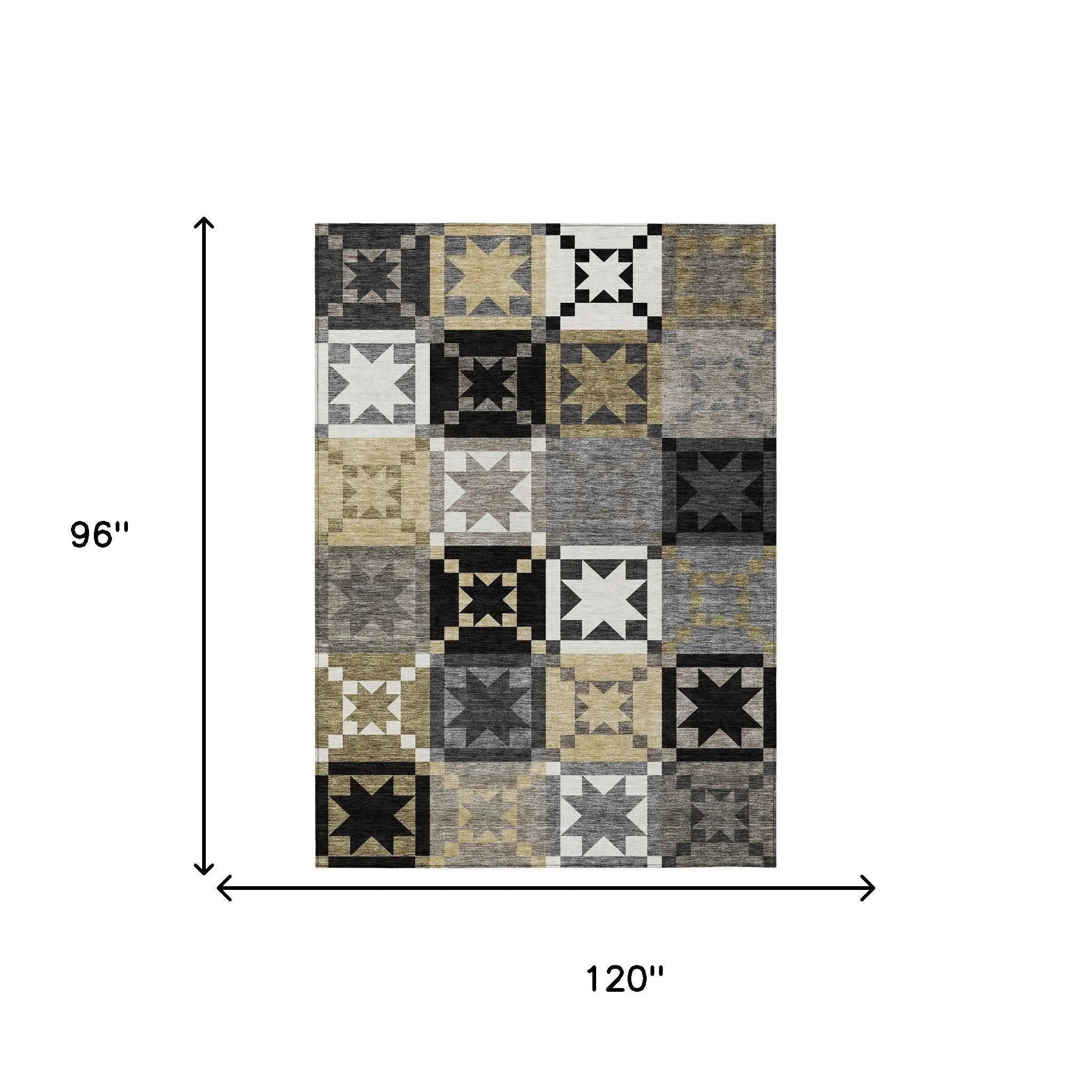 8' X 10' Black And Brown Patchwork Washable Indoor Outdoor Area Rug Homeroots Outdoor