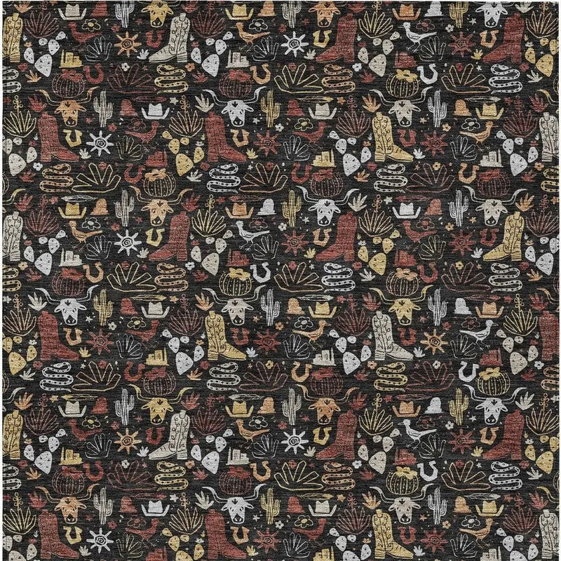 8' X 10' Black And Brown Stars Washable Indoor Outdoor Area Rug Homeroots Outdoor
