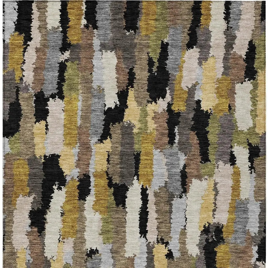 8' X 10' Black And Brown Striped Washable Indoor Outdoor Area Rug Homeroots Outdoor