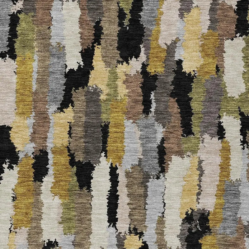 8' X 10' Black And Brown Striped Washable Indoor Outdoor Area Rug Homeroots Outdoor