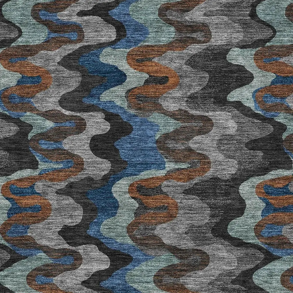 8' X 10' Black And Charcoal Abstract Washable Indoor Outdoor Area Rug Homeroots Outdoor