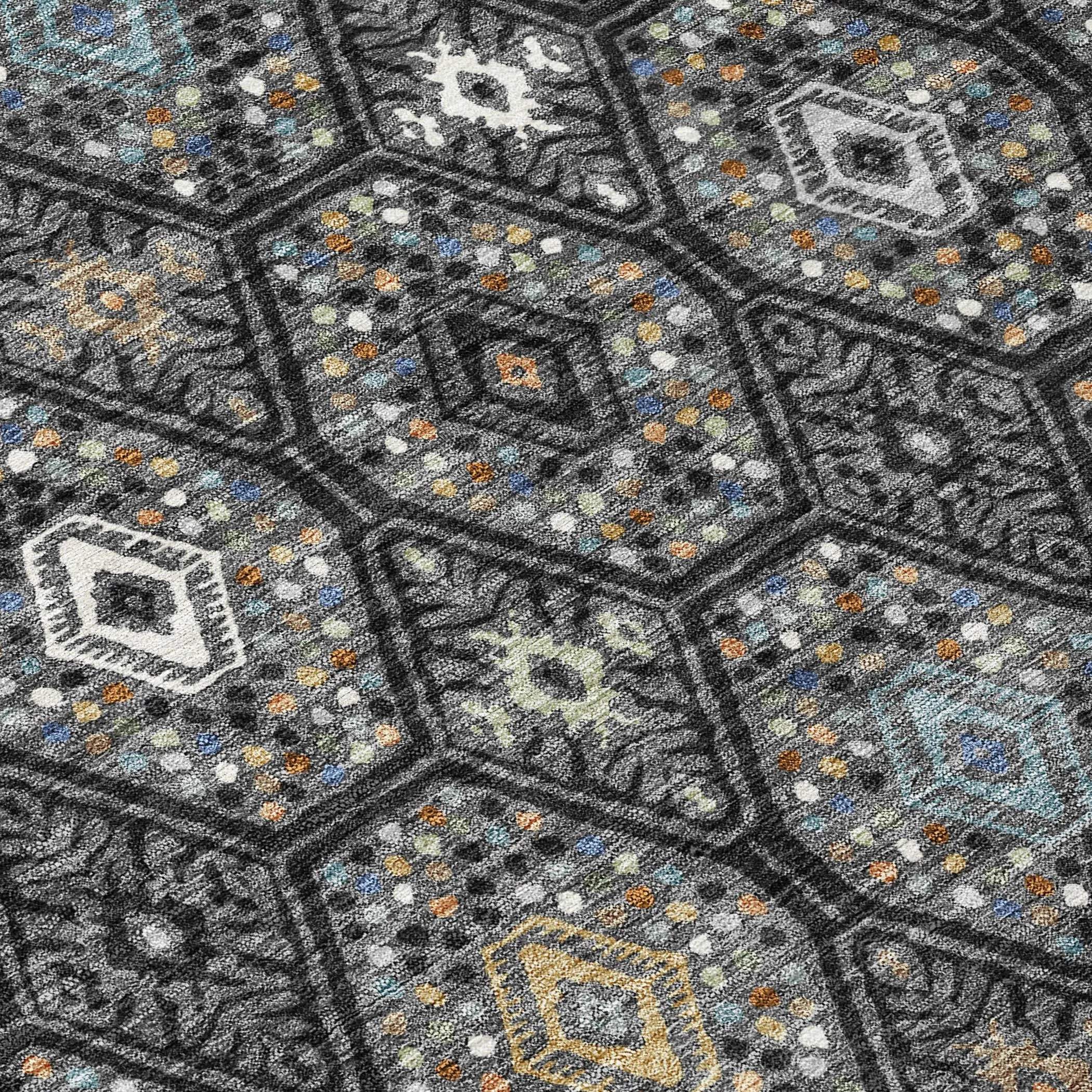 8' X 10' Black And Charcoal Geometric Washable Indoor Outdoor Area Rug Homeroots Outdoor