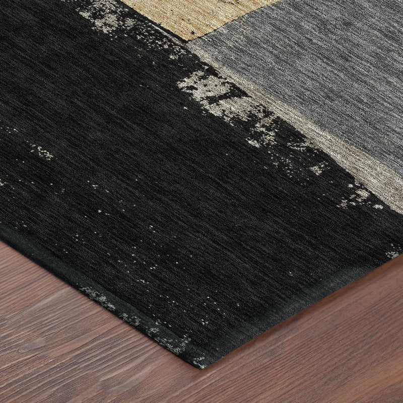 8' X 10' Black And Charcoal Geometric Washable Indoor Outdoor Area Rug Homeroots Outdoor