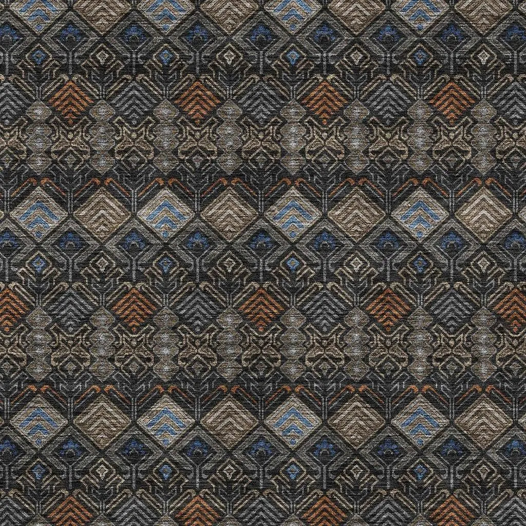 8' X 10' Black And Charcoal Geometric Washable Indoor Outdoor Area Rug Homeroots Outdoor