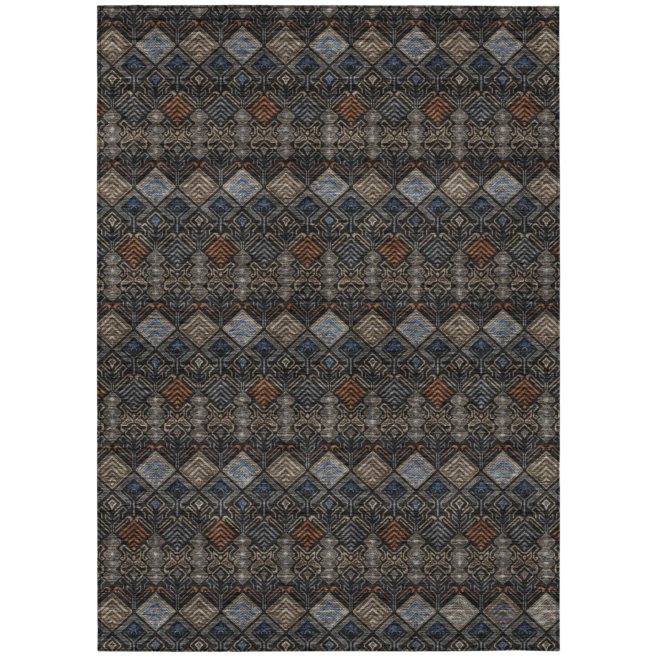8' X 10' Black And Charcoal Geometric Washable Indoor Outdoor Area Rug Homeroots Outdoor