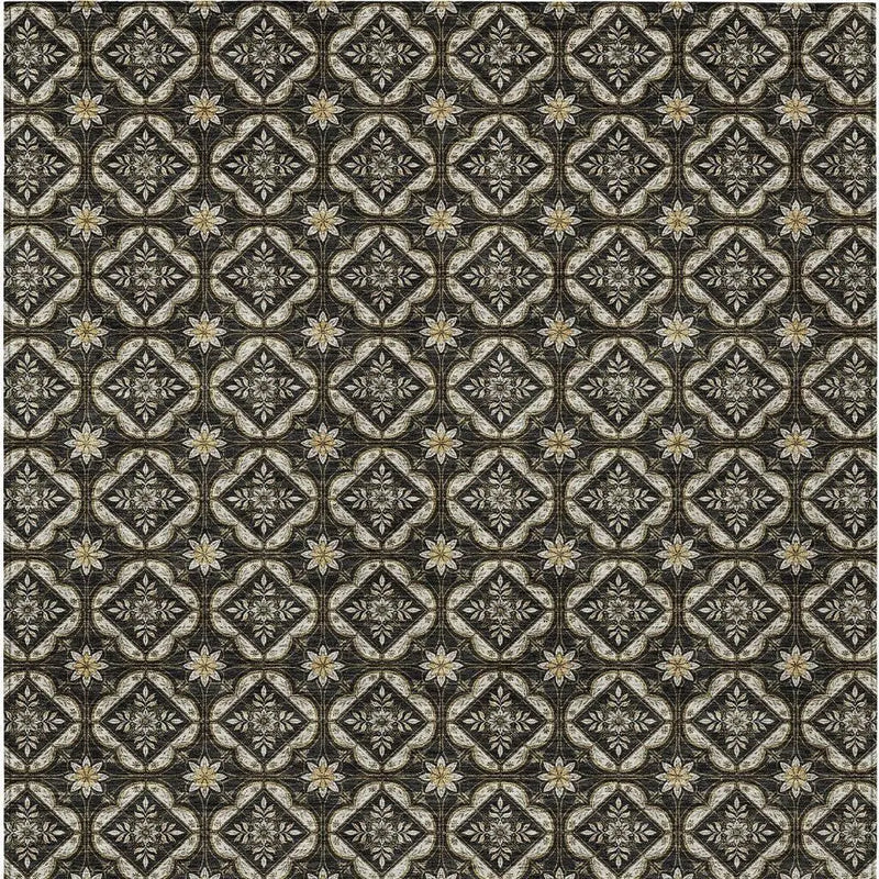 8' X 10' Black And Coffee Geometric Washable Indoor Outdoor Area Rug Homeroots Outdoor