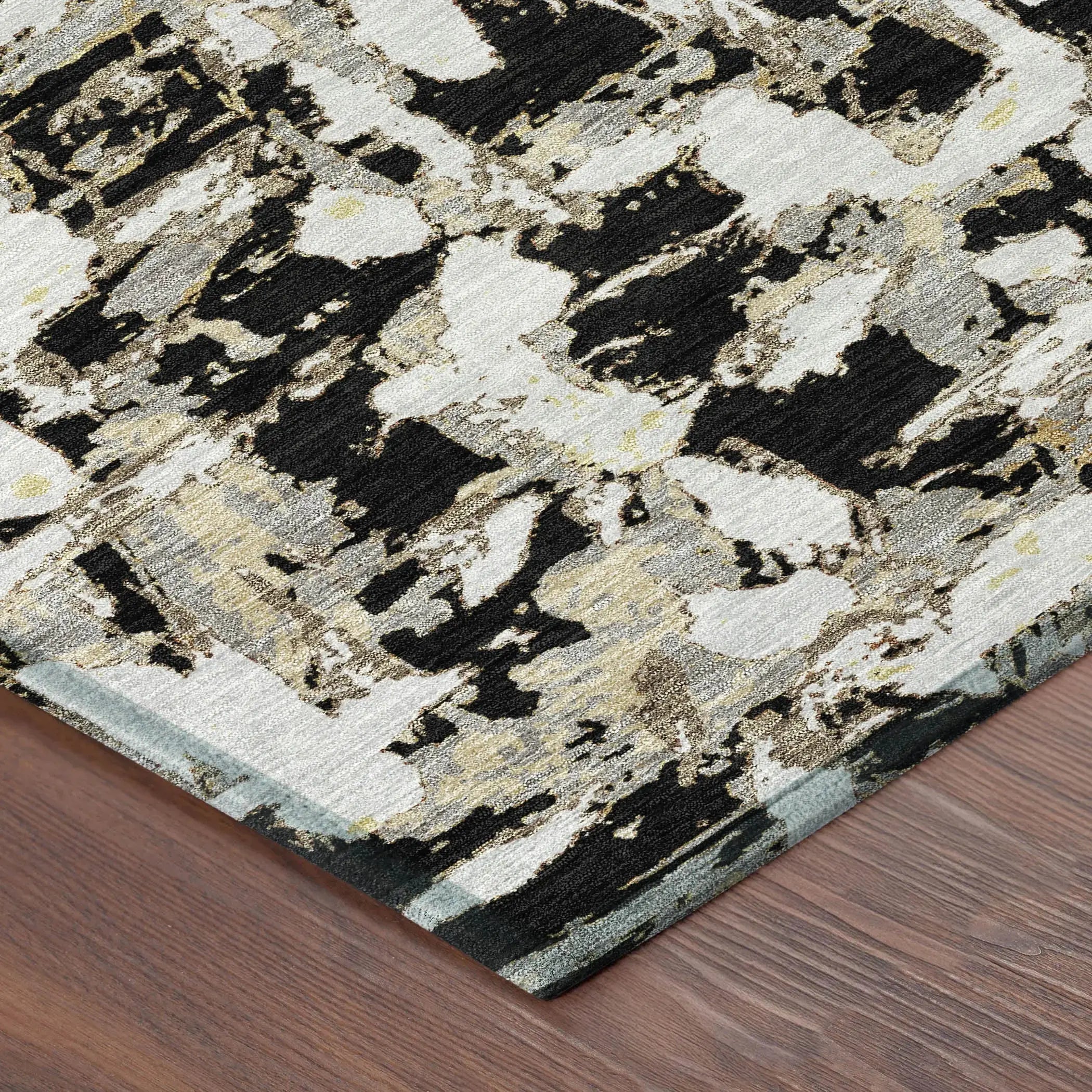 8' X 10' Black And Copper Abstract Washable Indoor Outdoor Area Rug Homeroots Outdoor