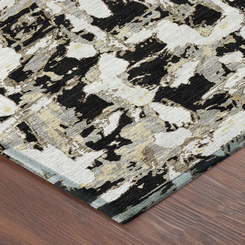 8' X 10' Black And Copper Abstract Washable Indoor Outdoor Area Rug Homeroots Outdoor