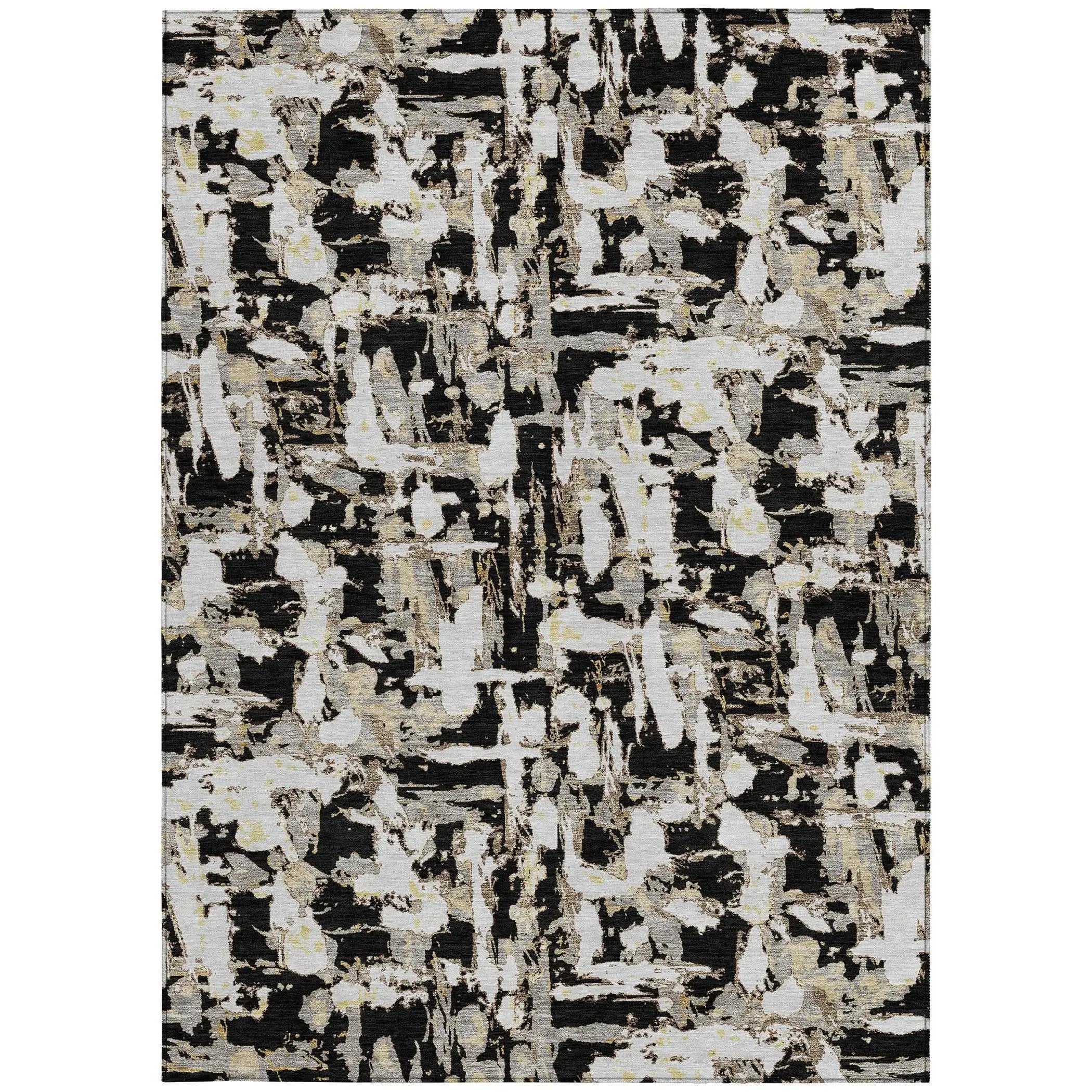 8' X 10' Black And Copper Abstract Washable Indoor Outdoor Area Rug Homeroots Outdoor