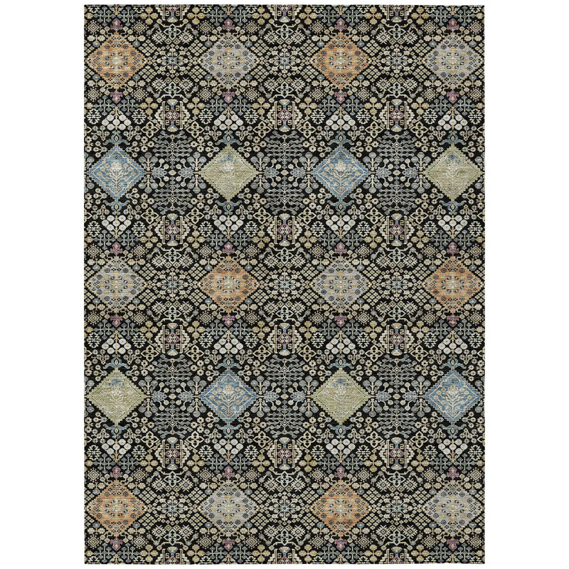 8' X 10' Black And Copper Oriental Washable Indoor Outdoor Area Rug Homeroots Outdoor