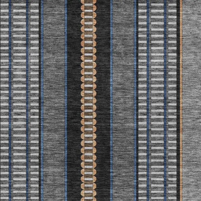 8' X 10' Black And Copper Striped Washable Indoor Outdoor Area Rug Homeroots Outdoor