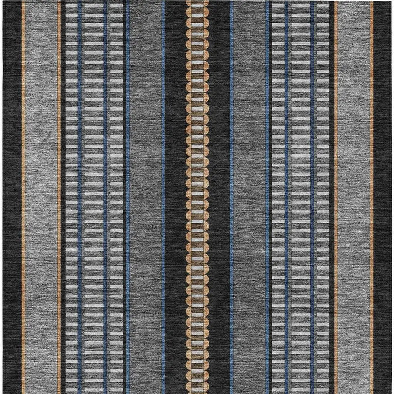 8' X 10' Black And Copper Striped Washable Indoor Outdoor Area Rug Homeroots Outdoor