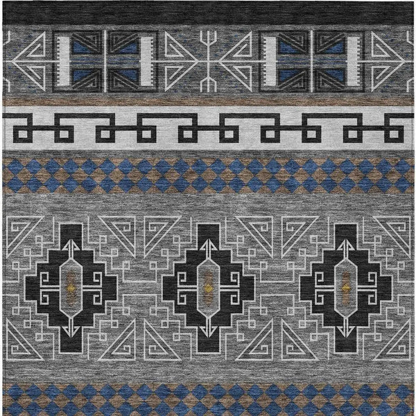 8' X 10' Black And Copper Tribal Washable Indoor Outdoor Area Rug Homeroots Outdoor