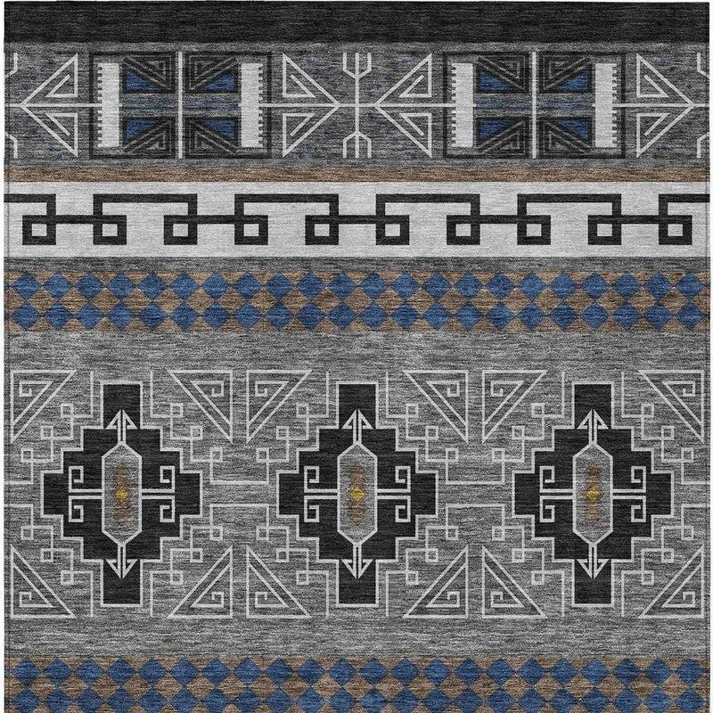 8' X 10' Black And Copper Tribal Washable Indoor Outdoor Area Rug Homeroots Outdoor