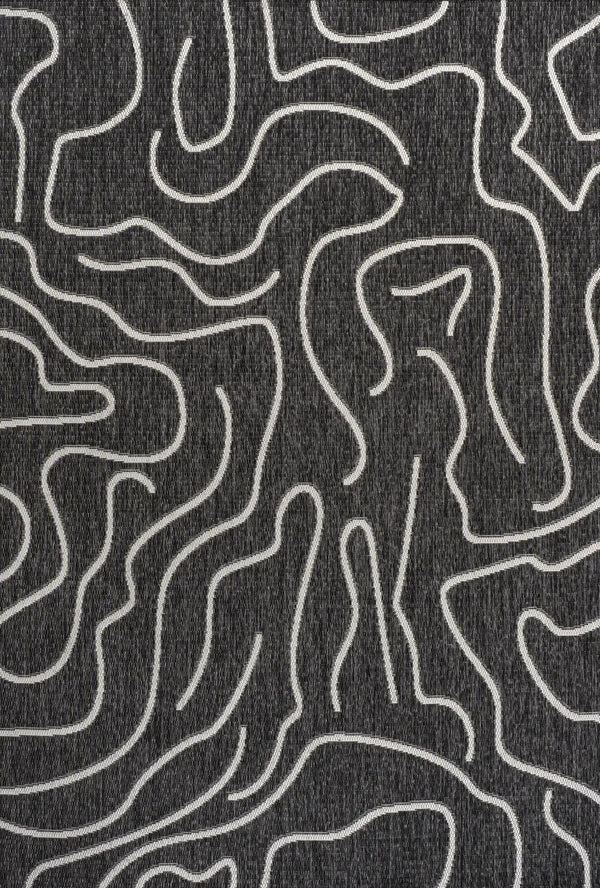 8' X 10' Black And Cream Abstract Indoor Outdoor Area Rug Homeroots Outdoor