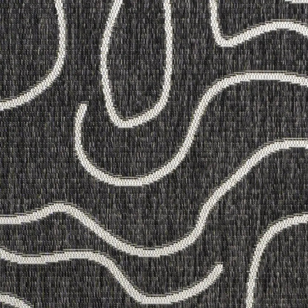 8' X 10' Black And Cream Abstract Indoor Outdoor Area Rug Homeroots Outdoor