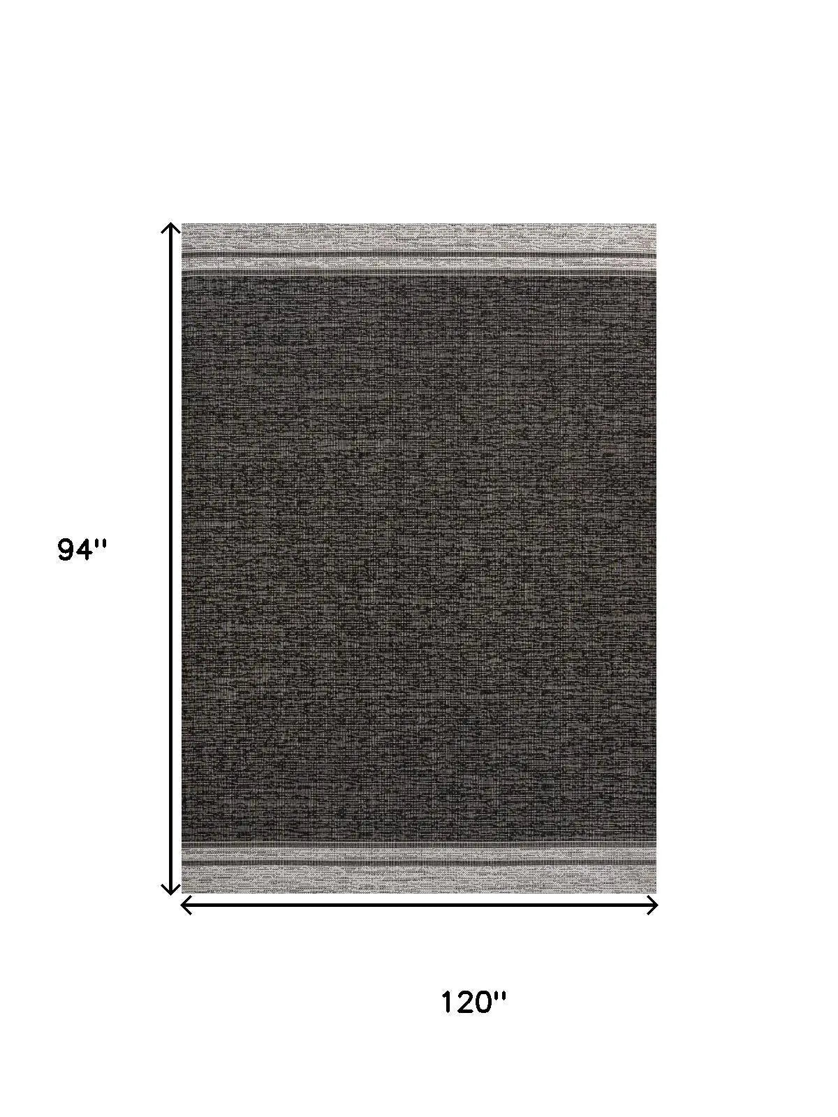 8' X 10' Black And Cream Indoor Outdoor Area Rug Homeroots Outdoor
