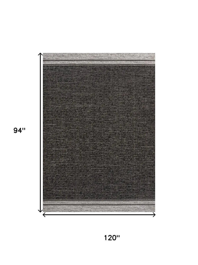 8' X 10' Black And Cream Indoor Outdoor Area Rug Homeroots Outdoor