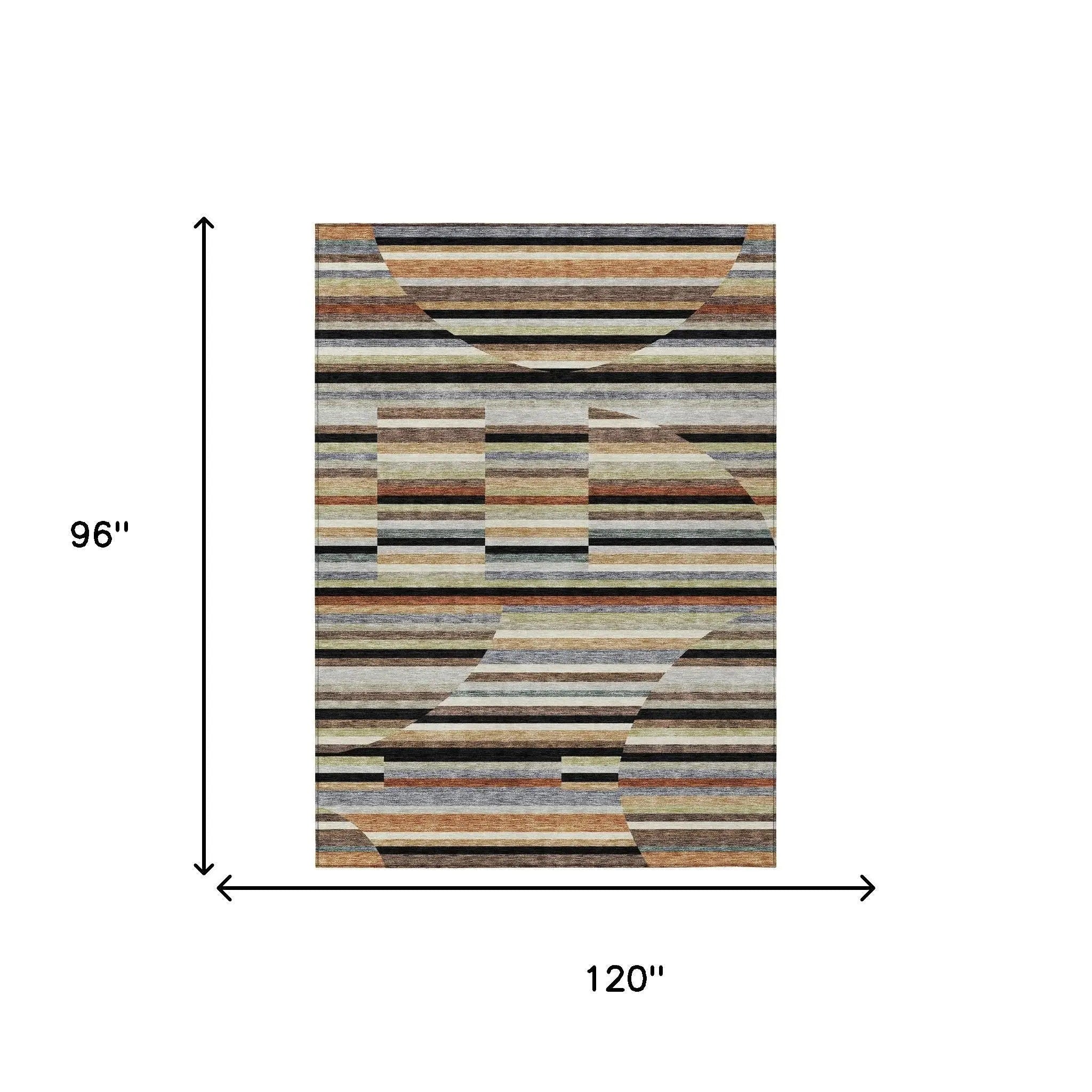 8' X 10' Black And Gold Striped Washable Indoor Outdoor Area Rug Homeroots Outdoor