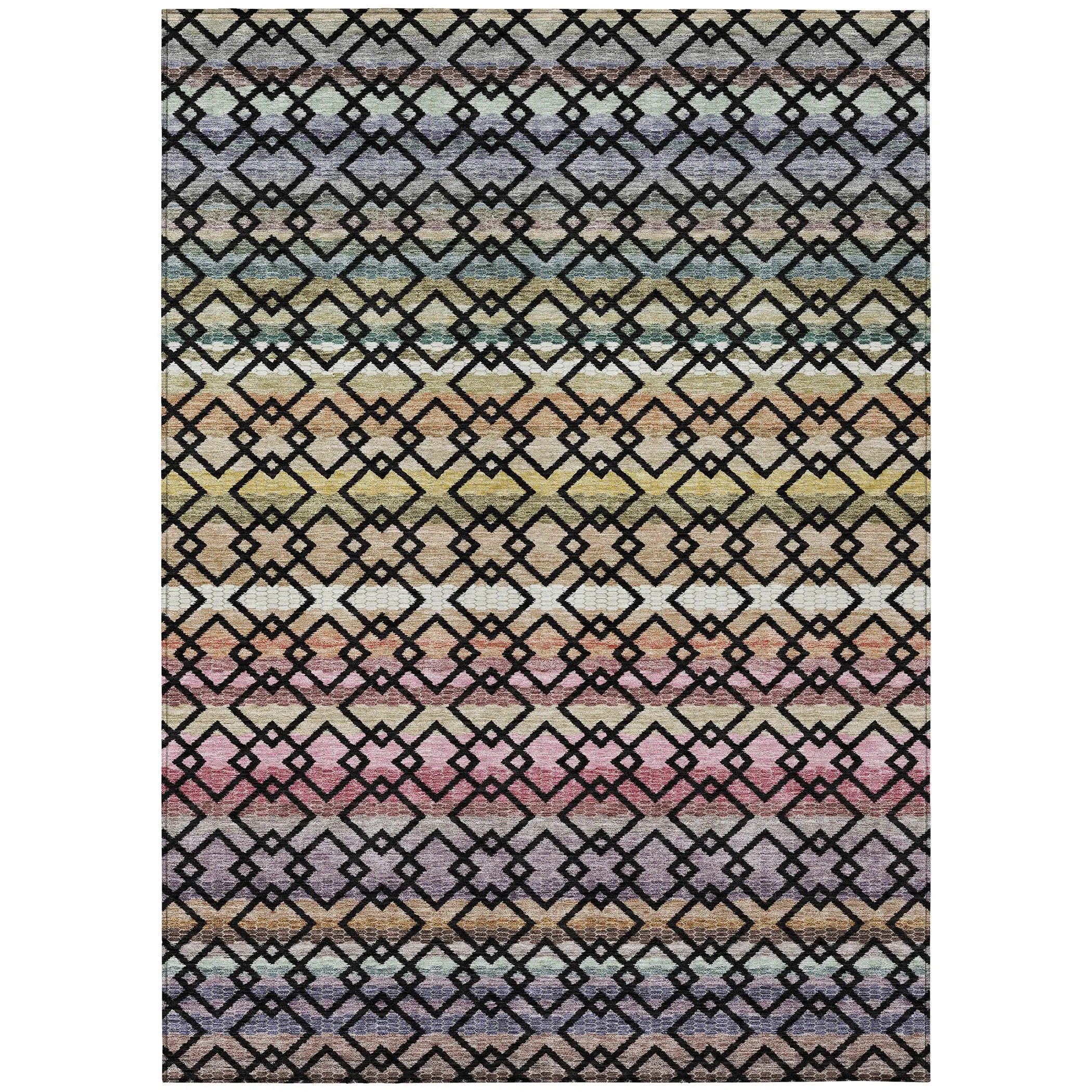 8' X 10' Black And Gold Striped Washable Indoor Outdoor Area Rug Homeroots Outdoor