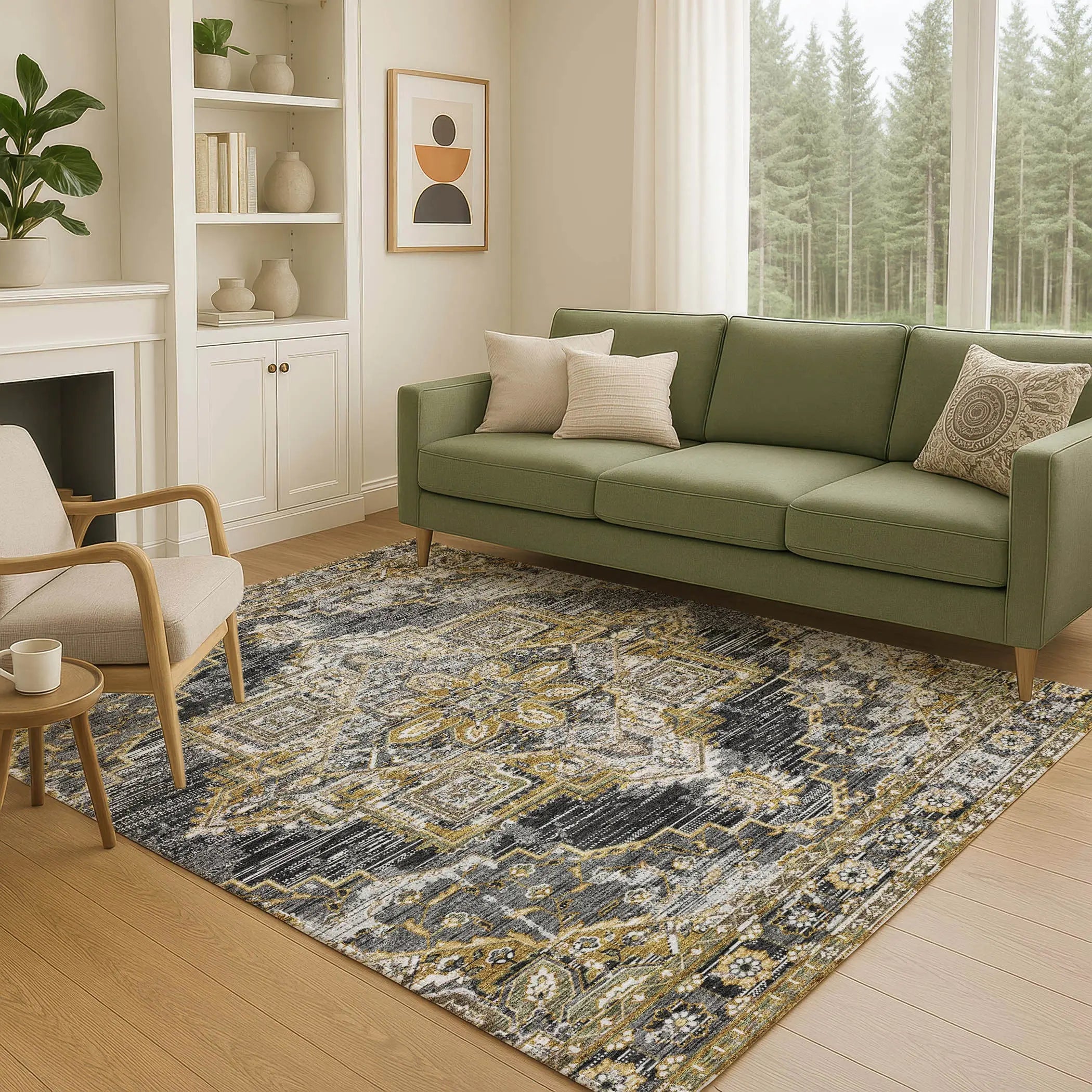 8' X 10' Black And Granite Gray Oriental Washable Indoor Outdoor Area Rug Homeroots Outdoor