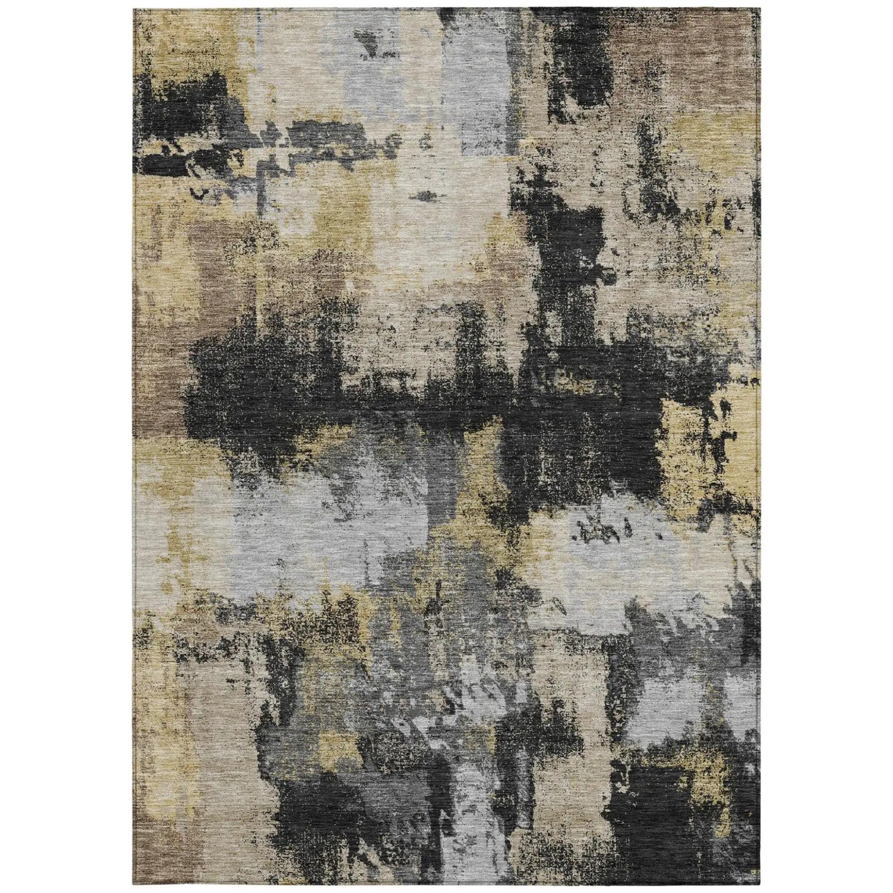 8' X 10' Black And Graphite Abstract Washable Indoor Outdoor Area Rug Homeroots Outdoor