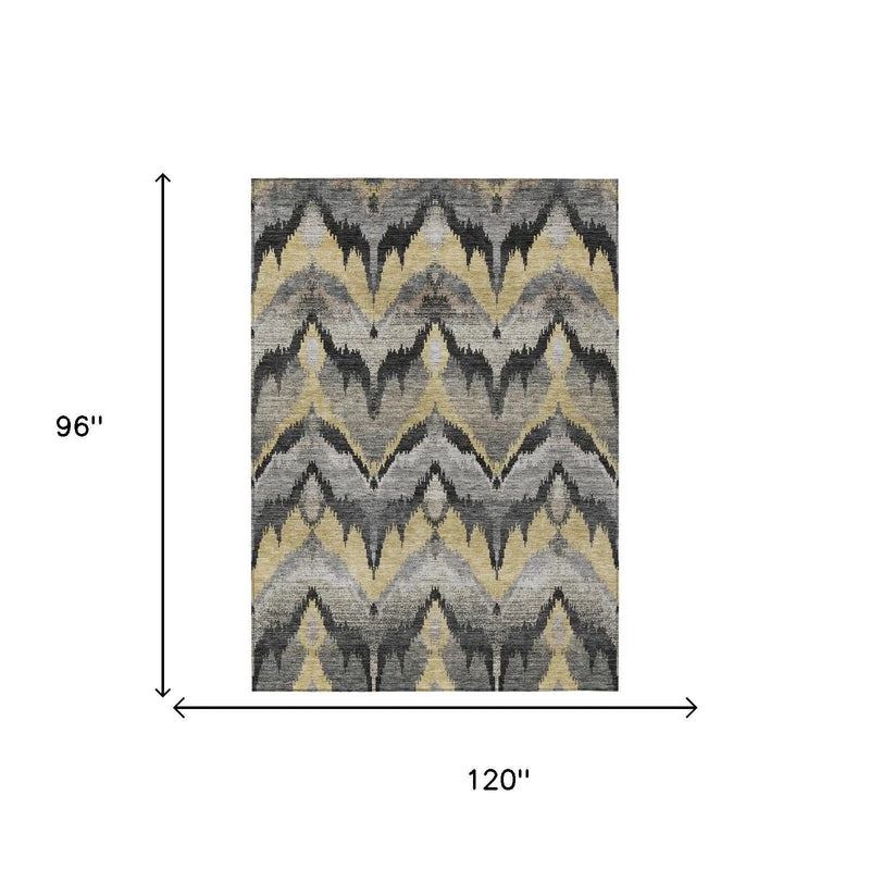 8' X 10' Black And Graphite Abstract Washable Indoor Outdoor Area Rug Homeroots Outdoor