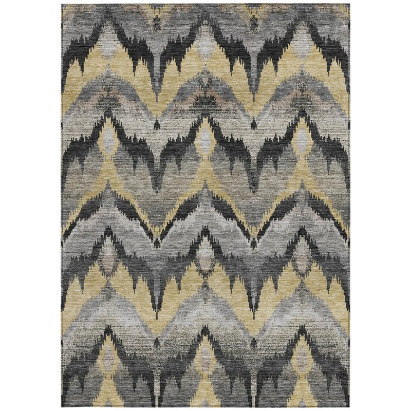 8' X 10' Black And Graphite Abstract Washable Indoor Outdoor Area Rug Homeroots Outdoor