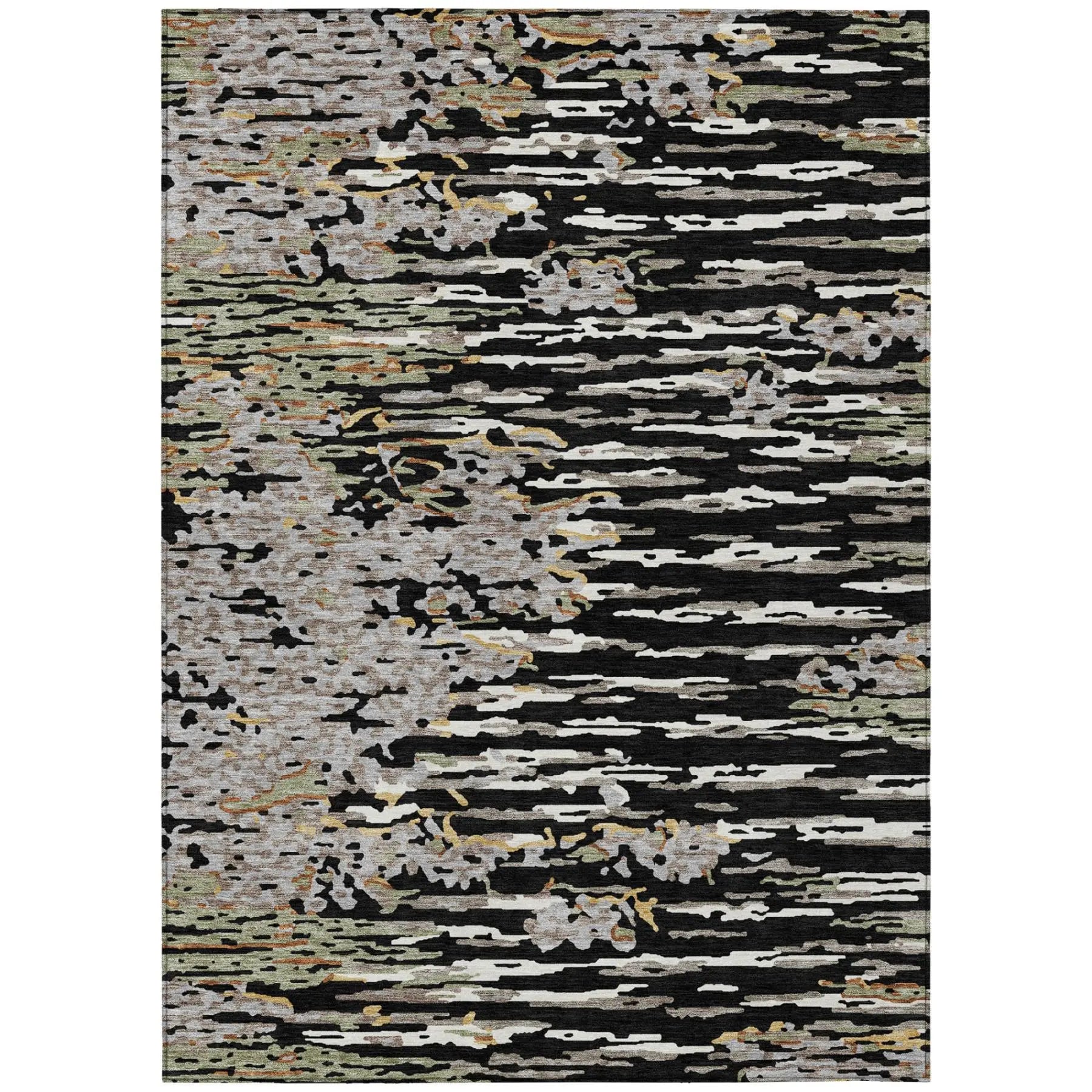 8' X 10' Black And Graphite Abstract Washable Indoor Outdoor Area Rug Homeroots Outdoor