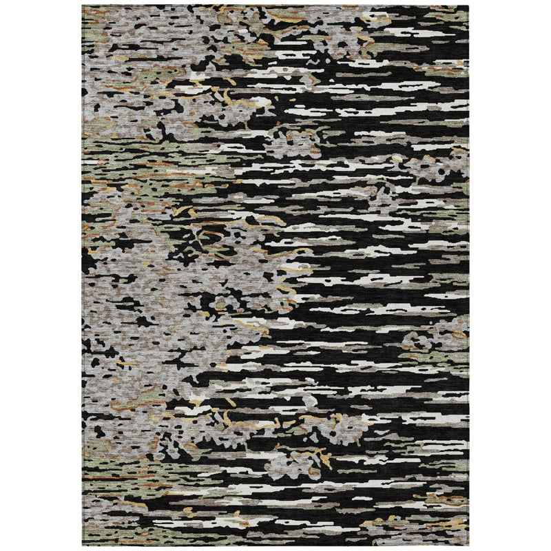 8' X 10' Black And Graphite Abstract Washable Indoor Outdoor Area Rug Homeroots Outdoor
