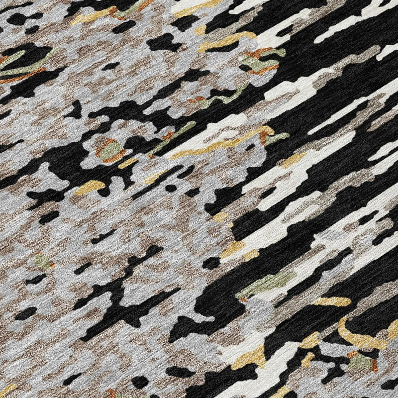 8' X 10' Black And Graphite Abstract Washable Indoor Outdoor Area Rug Homeroots Outdoor