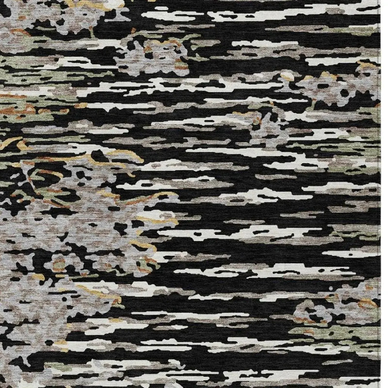 8' X 10' Black And Graphite Abstract Washable Indoor Outdoor Area Rug Homeroots Outdoor